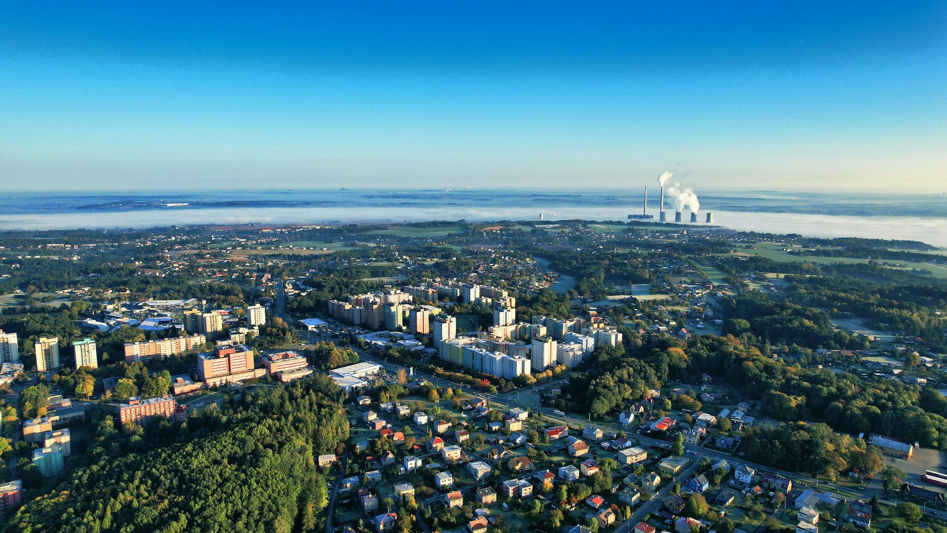Mapa Tczewa z ikoną jakości powietrza wskazującą na dane dotyczące PM2.5 i PM10